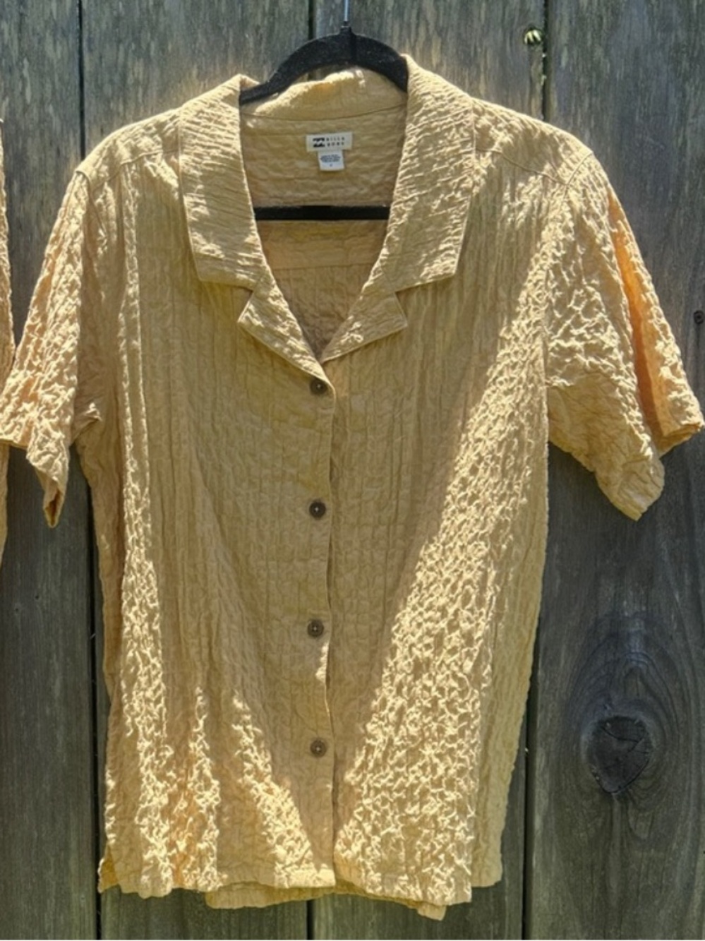 Billabong Crinkled Yellow Button Up Shirt